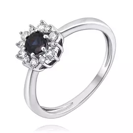 Кольцо из белого золота с сапфиром и бриллиантами 11-9524-12-03