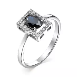 Кольцо из белого золота с сапфиром и бриллиантами 1-106-519-02