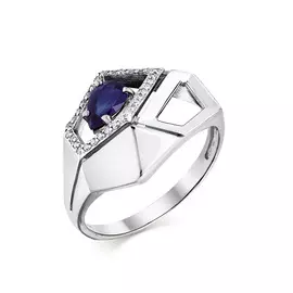 Кольцо из белого золота с сапфиром и бриллиантами 1-207845-00-02