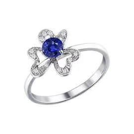 Кольцо из белого золота с сапфиром и бриллиантами 2010697 №11 15