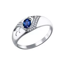 Кольцо из белого золота с сапфиром и бриллиантами 2010916 №15 11