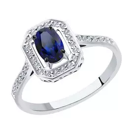 Кольцо из белого золота с сапфиром и бриллиантами 2011133