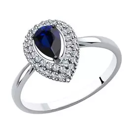 Кольцо из белого золота с сапфиром и бриллиантами 2011147