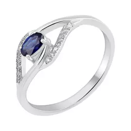 Кольцо из белого золота с сапфиром и бриллиантами C01115R-12-03