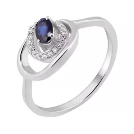 Кольцо из белого золота с сапфиром и бриллиантами C01123R-12-03