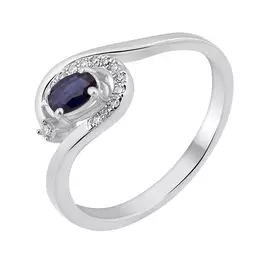 Кольцо из белого золота с сапфиром и бриллиантами C01129R-12-03