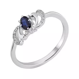 Кольцо из белого золота с сапфиром и бриллиантами C01133R-12-03