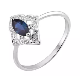 Кольцо из белого золота с сапфиром и бриллиантами SRE7636R01MH14W