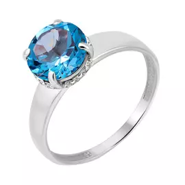 Кольцо из белого золота с топазом и фианитами 11-0090-12-10