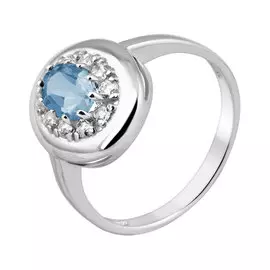 Кольцо из белого золота с топазом и фианитами 11-1173-12-15