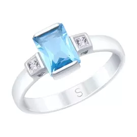 Кольцо из белого золота с топазом и фианитами 715049