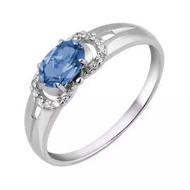 Кольцо из белого золота с топазом лондон и фианитами 11-0957-12-15