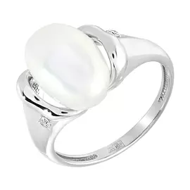 Кольцо из белого золота с жемчугом и бриллиантами 01-3536