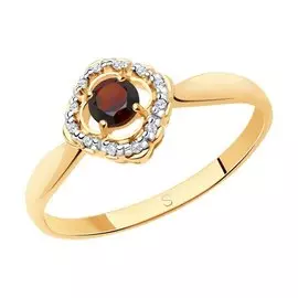 Кольцо из граната и фианита 92011388