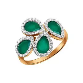 Кольцо из красного и белого золота с агатами и бриллиантами 6013021 №14 39