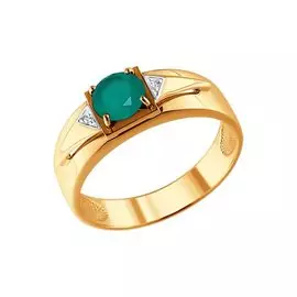 Кольцо из красного и белого золота с агатом и бриллиантами 6013041 №15 40