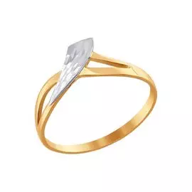 Кольцо из красного и белого золота с алмазной гранью 010879