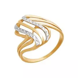 Кольцо из красного и белого золота с алмазной огранкой 015952