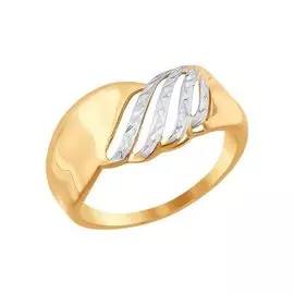 Кольцо из красного и белого золота с алмазной огранкой 016881