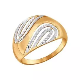 Кольцо из красного и белого золота с алмазной огранкой 016928