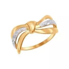 Кольцо из красного и белого золота с алмазной огранкой 017010