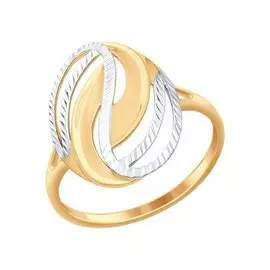 Кольцо из красного и белого золота с алмазной огранкой 017289