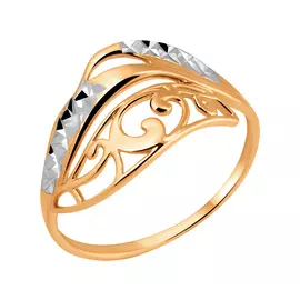 Кольцо из красного и белого золота с алмазной огранкой 10-1355-10-00