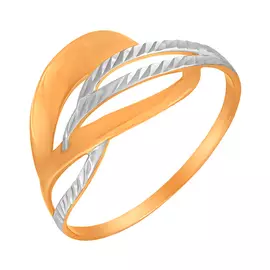 Кольцо из красного и белого золота с алмазной огранкой 210742