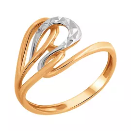 Кольцо из красного и белого золота с алмазной огранкой 52713