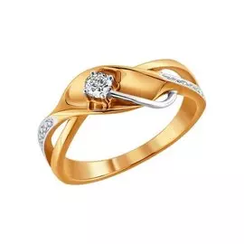 Кольцо из красного и белого золота с бриллиантами 1010620 №11 157