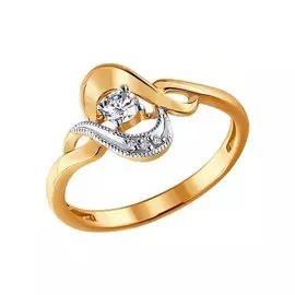 Кольцо из красного и белого золота с бриллиантами 1010653 №13 45 - 19