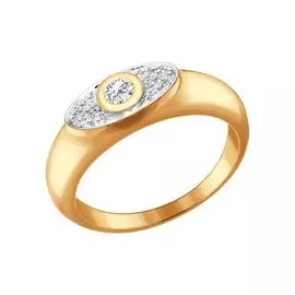 Кольцо из красного и белого золота с бриллиантами 1011010 № 12 4