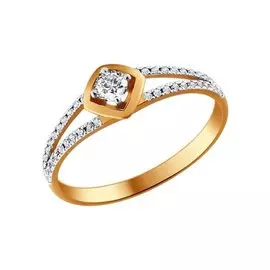 Кольцо из красного и белого золота с бриллиантами 1011018 №15 28