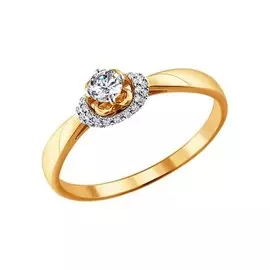 Кольцо из красного и белого золота с бриллиантами 1011107 №14 45