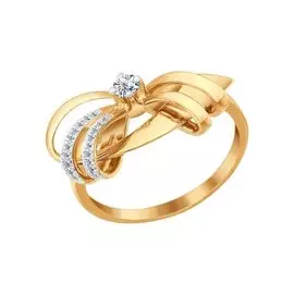 Кольцо из красного и белого золота с бриллиантами 1011261 №15 4