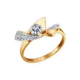 Кольцо из красного и белого золота с бриллиантами 1011278 №14 35