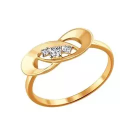 Кольцо из красного и белого золота с бриллиантами 1011340 № 14 12