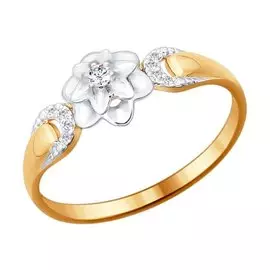 Кольцо из красного и белого золота с бриллиантами 1011405