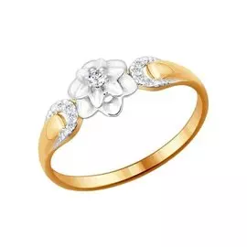 Кольцо из красного и белого золота с бриллиантами 1011405 №16 214