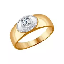 Кольцо из красного и белого золота с бриллиантами 1011457 №16 18