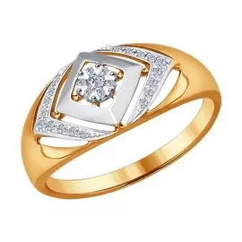 Кольцо из красного и белого золота с бриллиантами 1011479