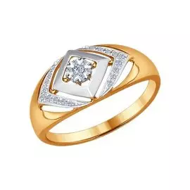 Кольцо из красного и белого золота с бриллиантами 1011479 №16 64