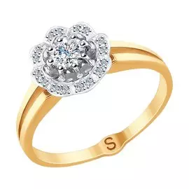 Кольцо из красного и белого золота с бриллиантами 1011722