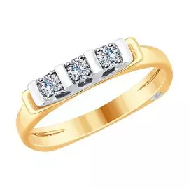 Кольцо из красного и белого золота с бриллиантами 1011727