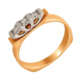 Кольцо из красного и белого золота с бриллиантами 1011727 №18 99