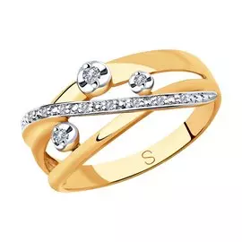 Кольцо из красного и белого золота с бриллиантами 1011842 №19 56