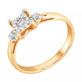 Кольцо из красного и белого золота с бриллиантами 1011870 №19 78