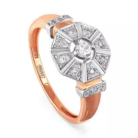 Кольцо из красного и белого золота с бриллиантами 11-0609 № 19-14