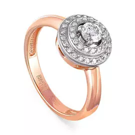 Кольцо из красного и белого золота с бриллиантами 11-0645 № 6-15