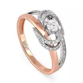 Кольцо из красного и белого золота с бриллиантами 11-0687 №13-14